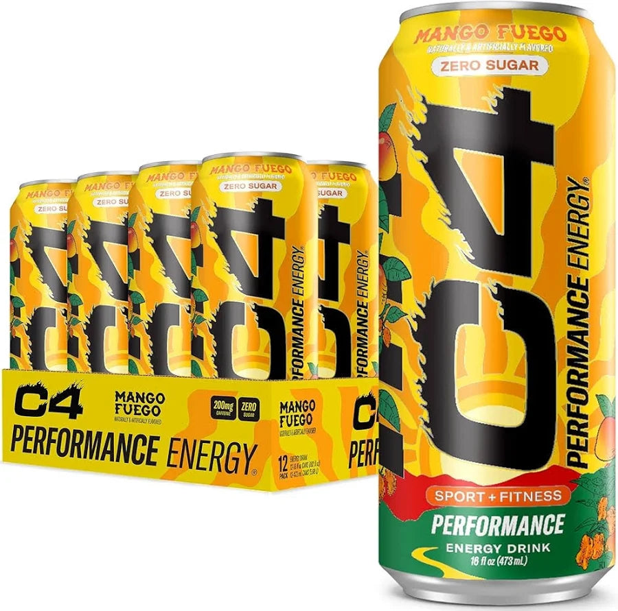 CELLUCOR C4 PERFORMANCE ENERGY DRINK - MANGO FUEGO, 16 FL OZ CAN X 12